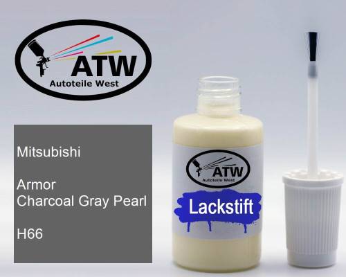 Mitsubishi, Armor Charcoal Gray Pearl, H66: 20ml Lackstift, von ATW Autoteile West.